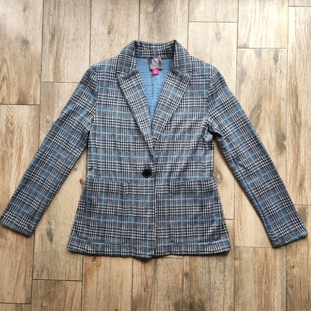 Vince Camuto Plaid Blazer Gray Blue Black 2P